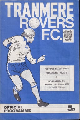 Tranmere Rovers v AFC Bournemouth Match Programme 1976-03-15